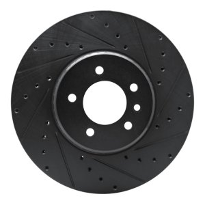 Land Rover Defender 90 Brake Rotor (1) - Front Right - R1 Concepts - Drilled & Slotted - Black - `20-`25